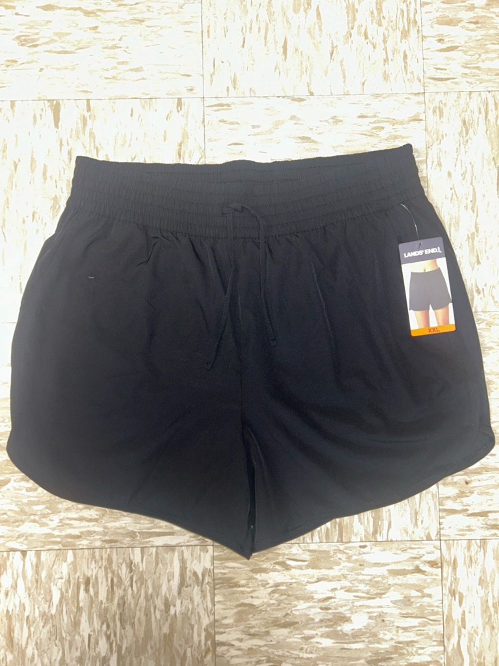 NWT Lands' End Women's Black Elastic-Waist Athletic Shorts